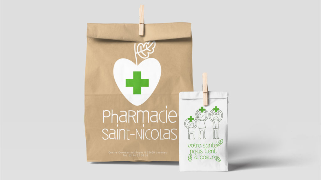 pharmacie saint nicolas identite visuelle logo sacherie sac medicament 2 pharmacie saint nicolas identite visuelle logo sacherie sac medicament 2