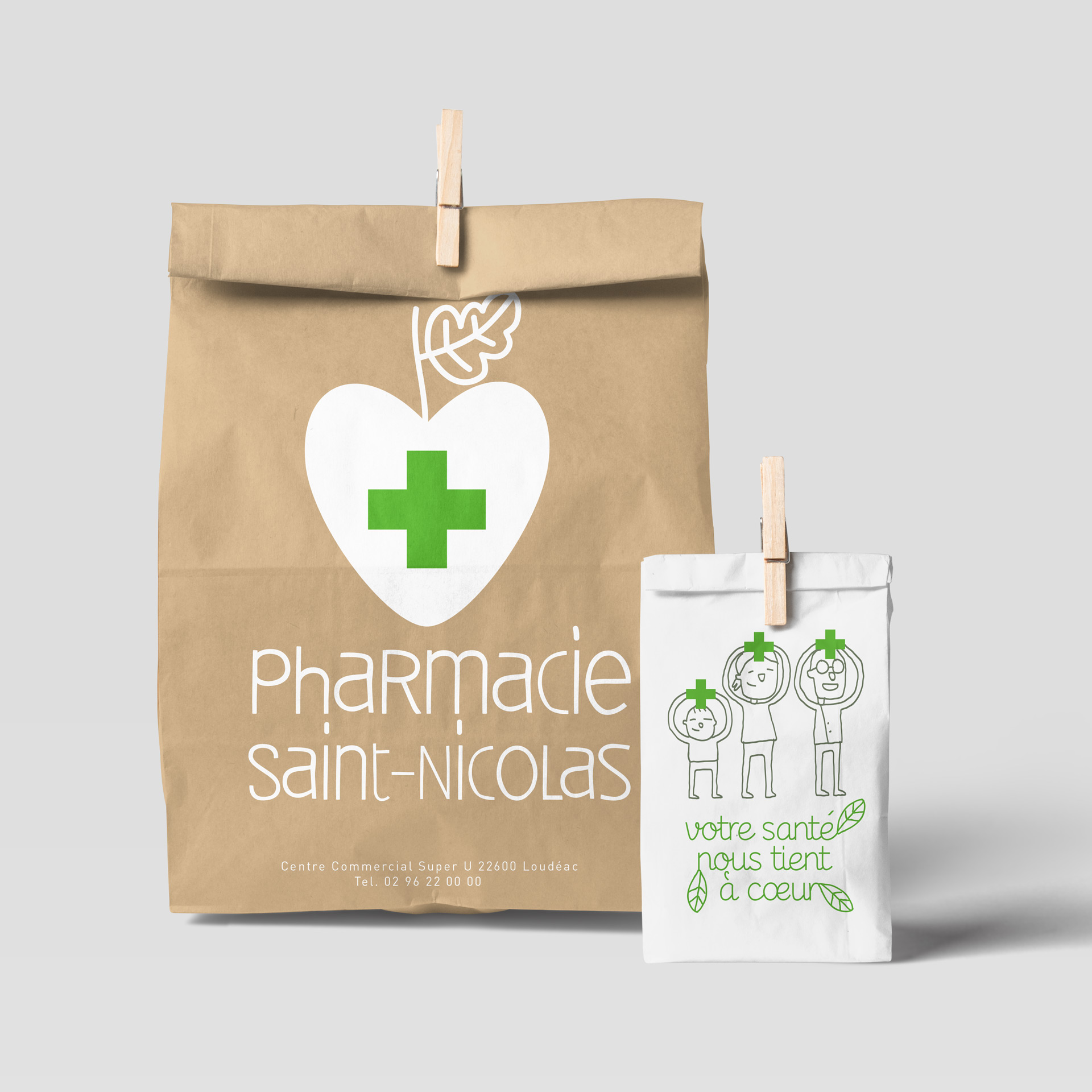 pharmacie saint nicolas identite visuelle logo sacherie sac medicament
