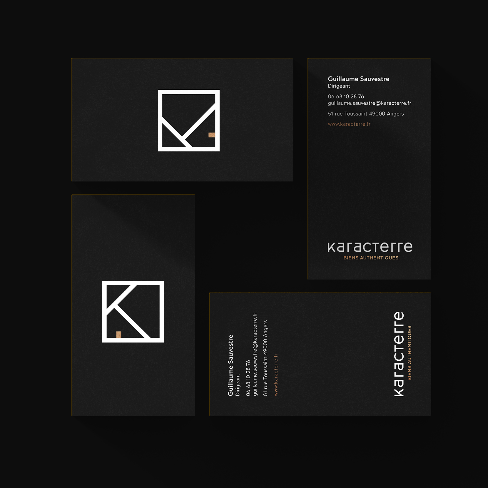 Karacterre agence immobiliere identite visuelle logo carte de visite