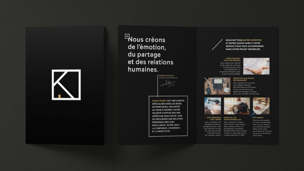 Karacterre agence immobiliere identite visuelle marque plaquette entreprise luxe Karacterre agence immobiliere identite visuelle marque plaquette entreprise luxe