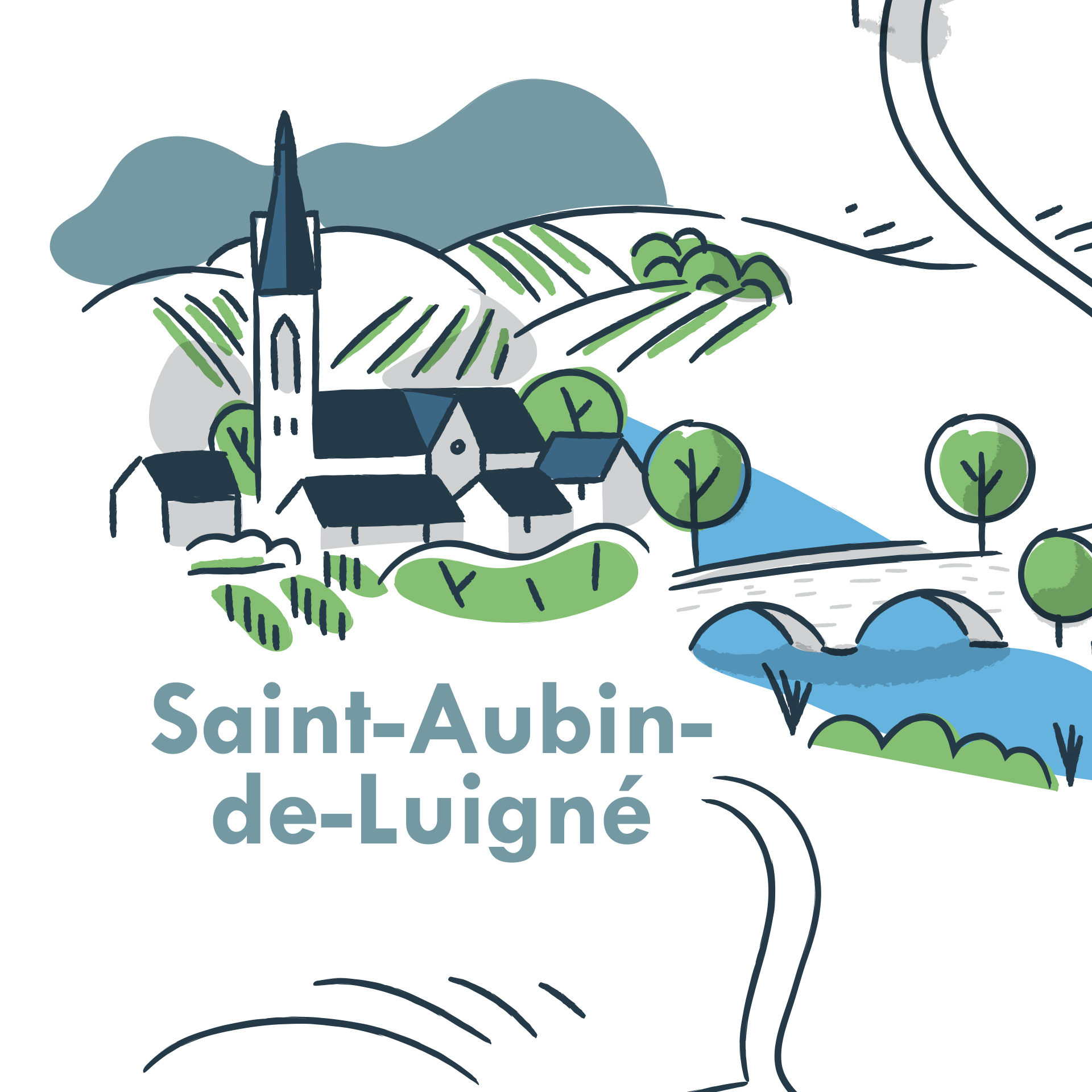 Domaine Hardiere Illustration carte domaine viticole village saint aubin