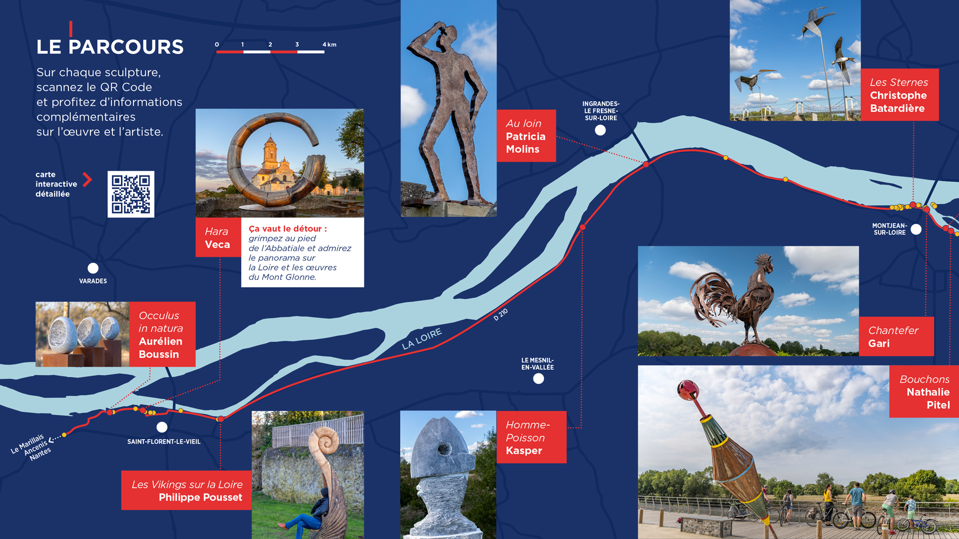 Mauges sur Loire Loire a velos des sculptures depliant cartographie parcours