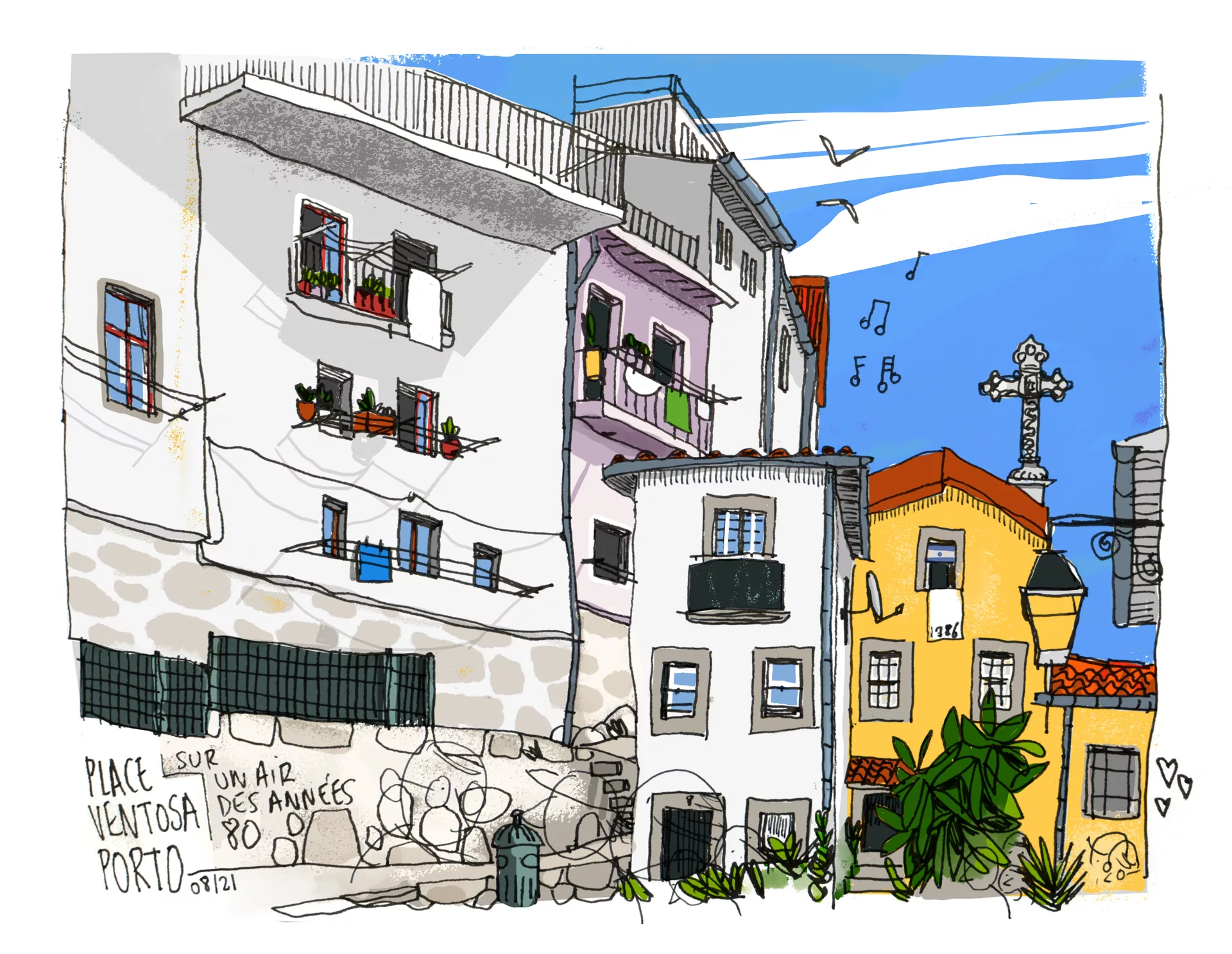 2021 croquis portugal porto place ventosa.jpg©arnaudchauvel illustrateur