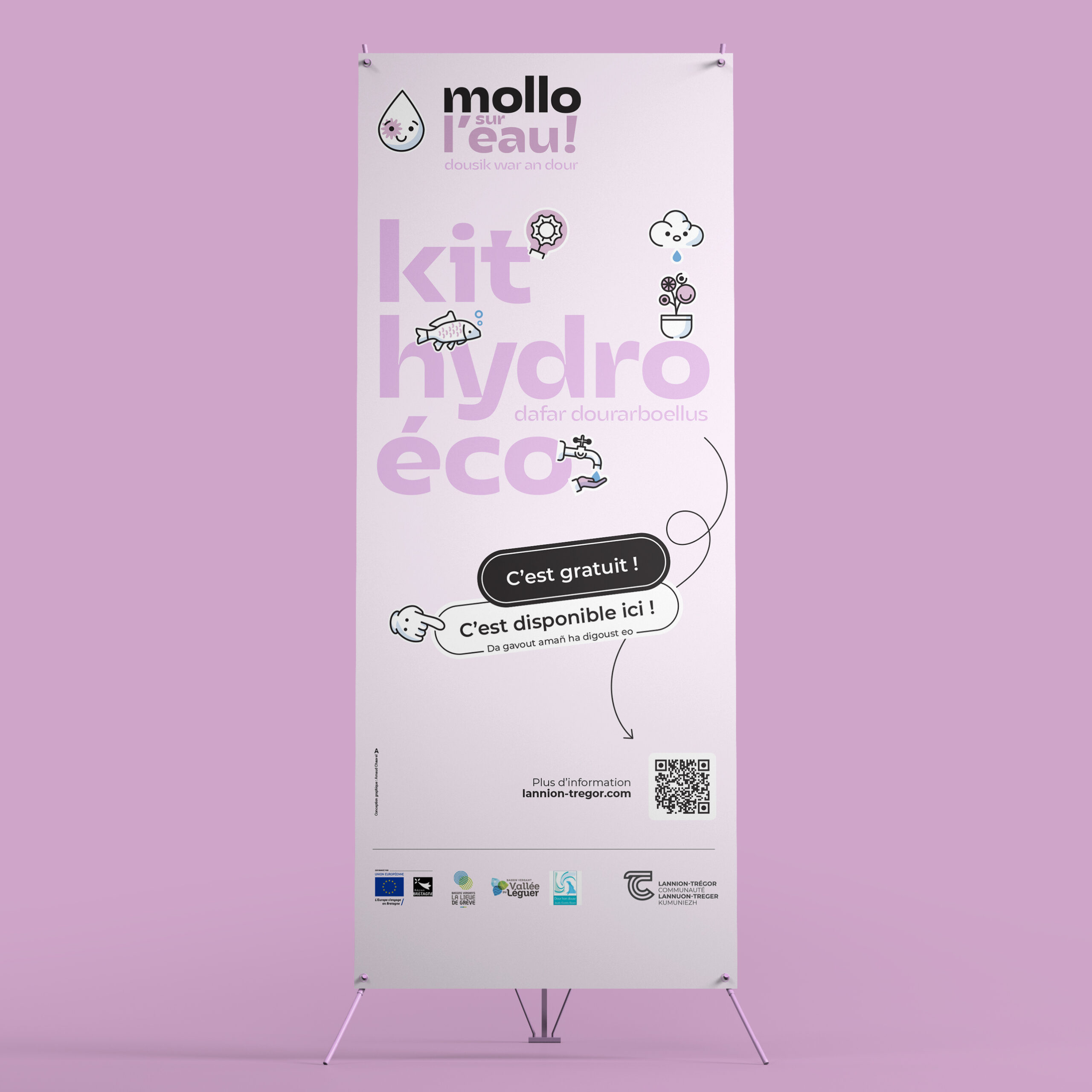 Kakemono de campagne de sensibilisation environnementale aux économies d’eau pour collectivité territoriale