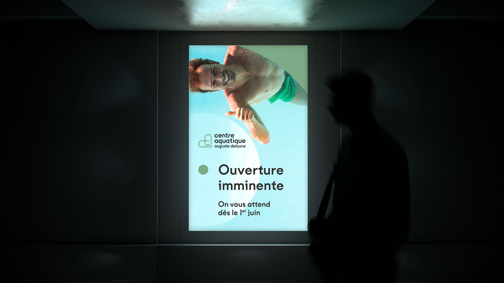 Affichage digital d'annonce d'ouverture du Centre Aquatique Auguste Delaune Vénissieux