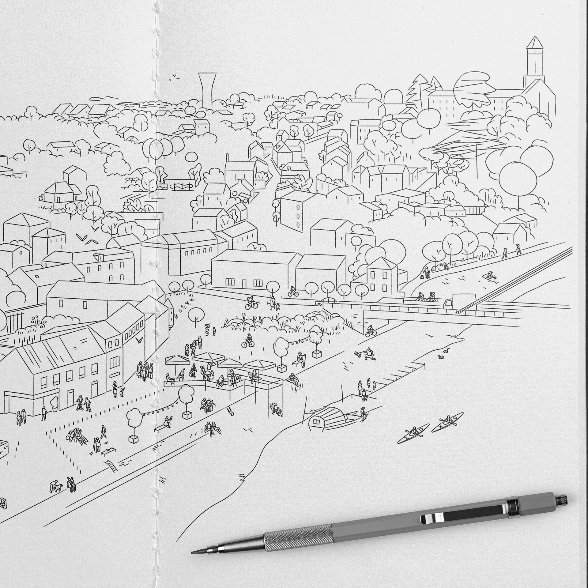 Mauges-sur-Loire_Exposition-urbanisme-panneau-croquis-saint-florent