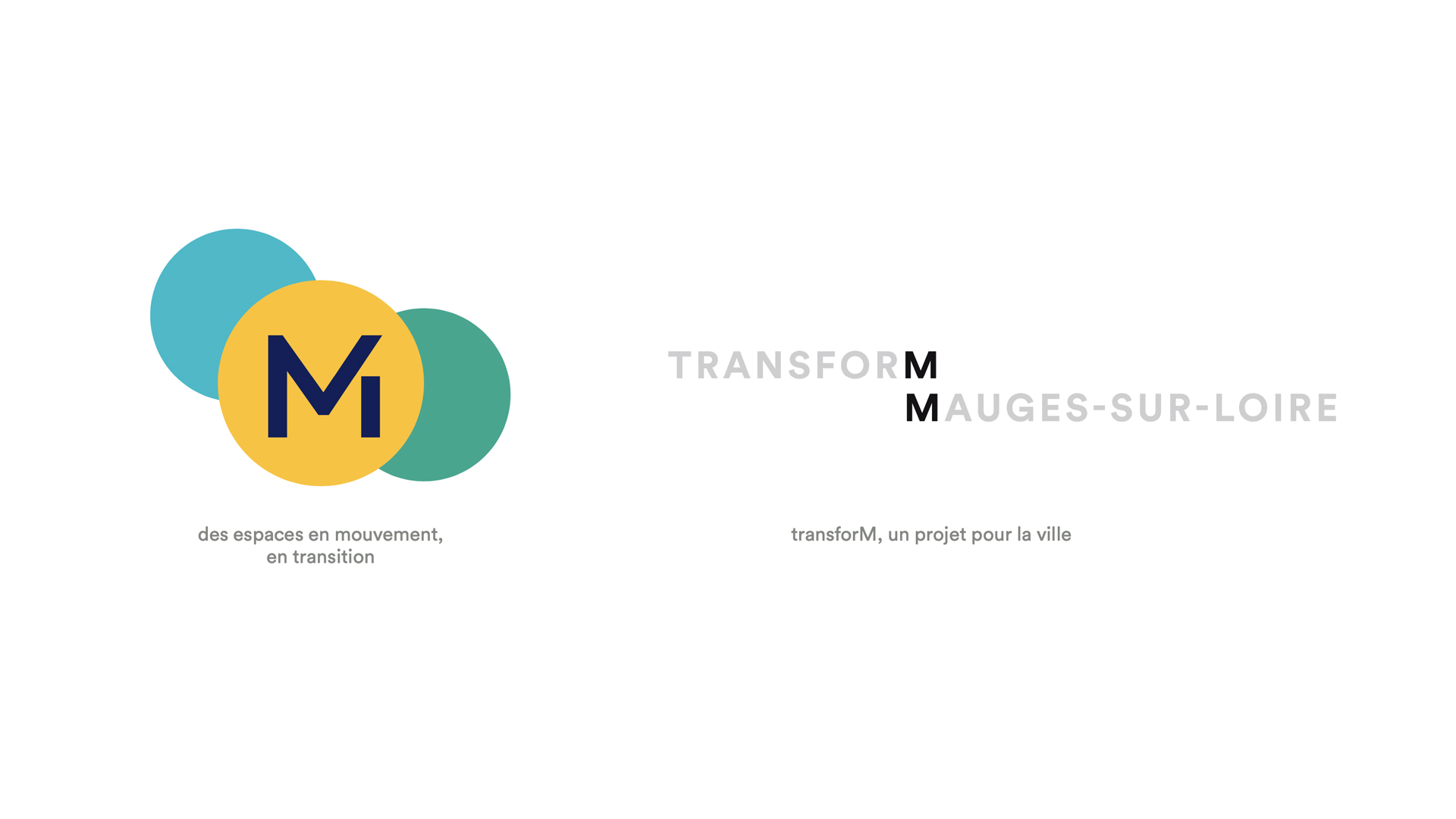 Le M de Mauges dans la bulle jaune du logo TransforM, à côté du nom
